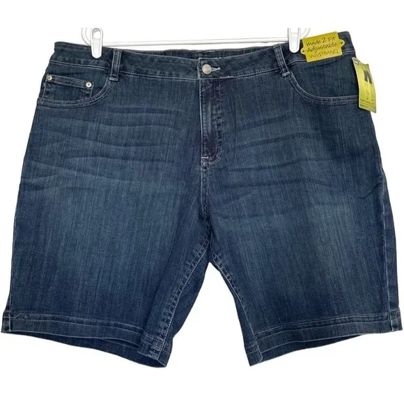 Lee Natural Fit Bermuda Short Gauntlet Womens Plus Size 24W Medium Mid Rise Blue - Picture 5 of 7